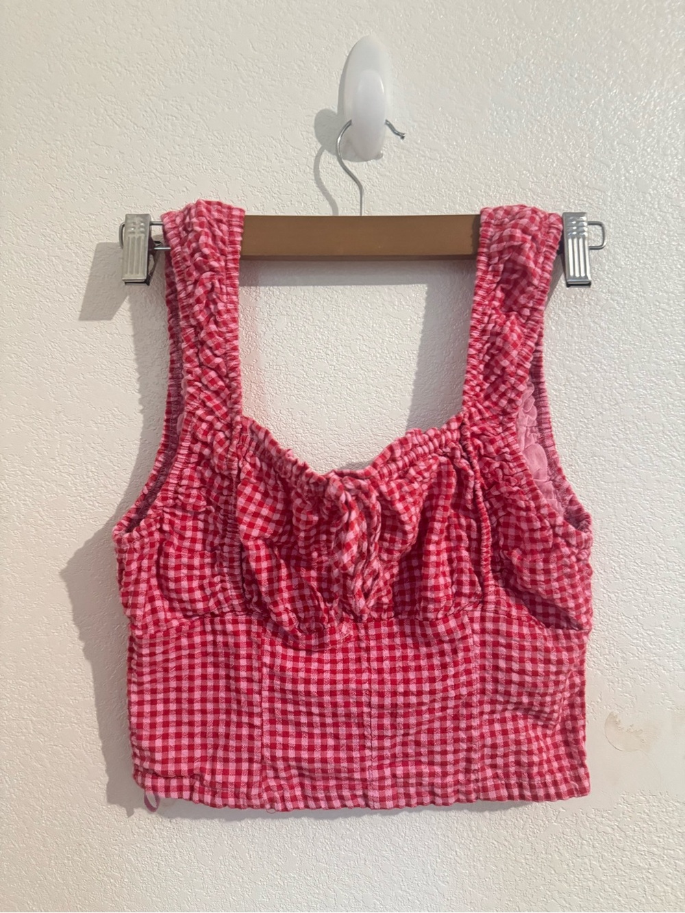 Red Gingham Tie-Front Crop Top - Women